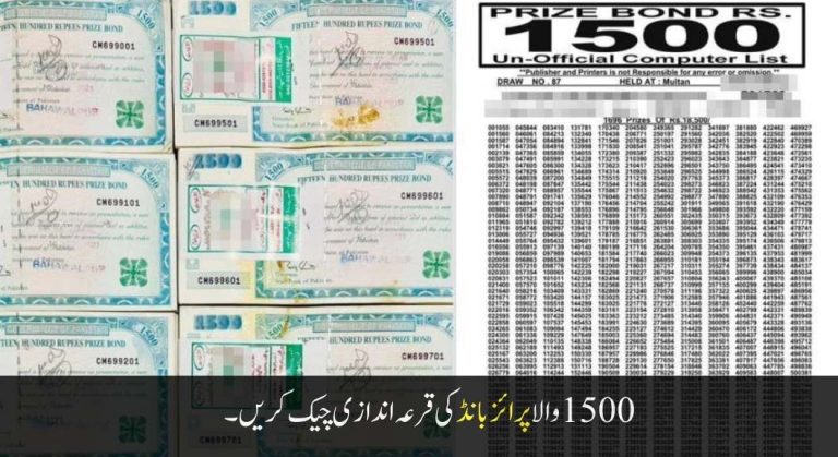 Rs 1,500 Prize Bond Results Announced 1st, Second, third price Winners